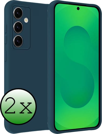 Hoesje 2 Stuks - Geschikt voor Samsung Galaxy S25 - Sterk & Shockproof - Case Siliconen - Back Cover - Telefoon Hoes - Donkerblauw