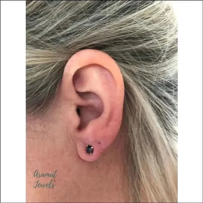 Aramat Jewels | Oorbellen | Zilveren Kristallen Oorstekers Vierkant – 925 Zilver Geometrisch | 4mm / Hematiet | | | Zilver | Kinderen, Volwassenen | Verkleurd niet