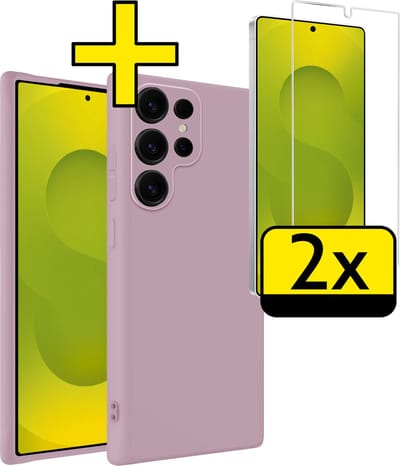 Hoesje - Met 2x Screenprotector - Geschikt voor Samsung Galaxy S25 Ultra - Sterk & Shockproof - Back Cover - Siliconen Case - Telefoon Hoes - Telefoonhoesjes - Lila