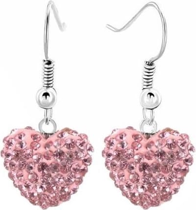 Fako Bijoux® - Oorbellen - Disco Dots - Hanger - Hart - Roze