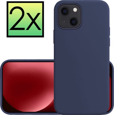 Hoesje - 2 Stuks - Geschikt voor Apple iPhone 15 - Sterk & Shockproof - Case Siliconen - Back Cover - Telefoon Hoes - Donkerblauw