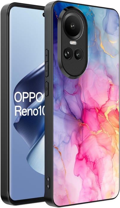 Smartphonica Telefoonhoesje Geschikt voor Oppo Reno 10 / 10 Pro met marmer opdruk - TPU backcover case marble design - Regenboog geschikt voor Oppo Reno 10;Oppo Reno 10 Pro