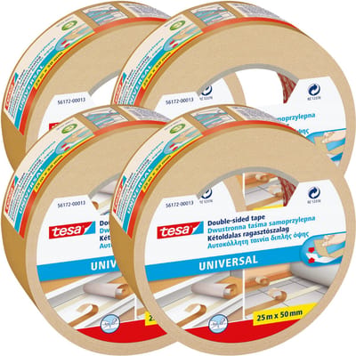 Tesa Universal - Dubbelzijdige Tapijt Tape - 25m x 50mm - 4 stuks