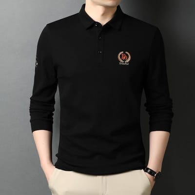 Lente en Herfst Nieuwe Stijl T-shirts, Casual en Trendy Heren Borduurwerk, Polo's met Revers voor Jonge en Middelbare Mannen XXXL