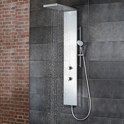 HSK Lavida Plus shower panel with surge function, wall mount. 1900017-glass white