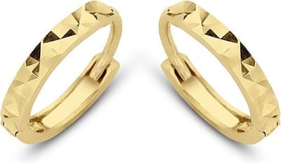 New Bling 9NBG-0061 - Gouden oorringen - 14 Karaat - Bewerkt - 11mm - Geel Goud