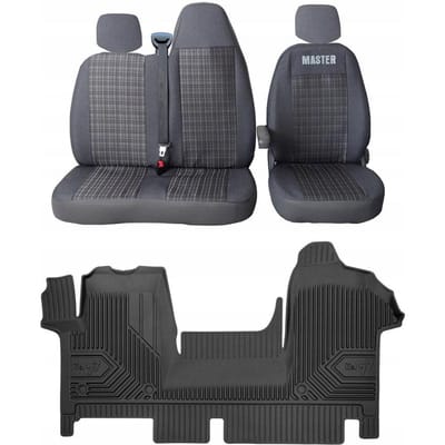 FROGUM No.77 - Stoelhoezen + Automatten voor Renault Master III (2010-2022) - 2+1 Configuratie - Perfecte Pasvorm