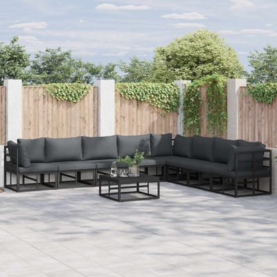 vidaXL - Tuinbank - Set - 8 - st - Zwart - Aluminium