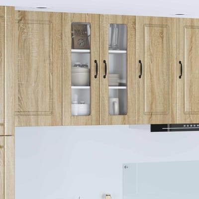 vidaXL - Wandglas - Kasten - PORTO - Sonoma - Eik - 60 - x - 31 - x - 80 - cm - Bewerkt - hout
