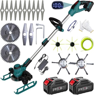 HEZIVO® Grastrimmer 5-in-1 - Onkruidborstel Elektrisch - Voegenreiniger - Onkruidverwijderaar - Telescopisch - 2 Accu's