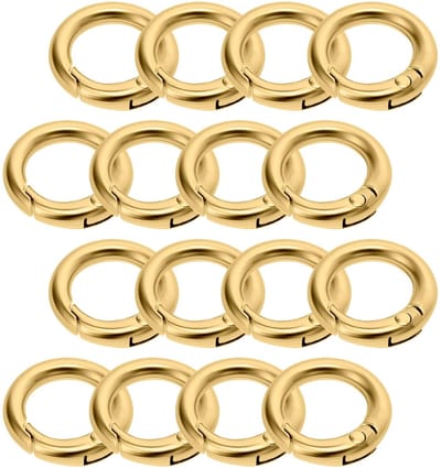 Dailygoods- Karabijnhaak Mini - 16 Stuks - Splitringen - Sleutelhanger - Ronde O-ring - DIY Handwerk - Gouden Legering - Splitring