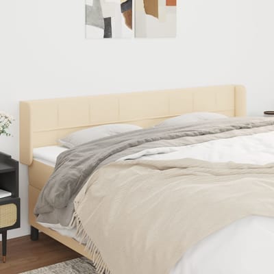 vidaXL - Hoofdbord - met - randen - 163x16x78/88 - cm - stof - crèmekleurig