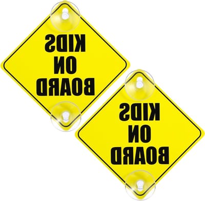 Veiligheidsstickers voor Kinderen, 2-Pack, 12.7 x 12.7 cm, Herbruikbare Waarschuwingsstickers voor Auto's en Raamdecoratie