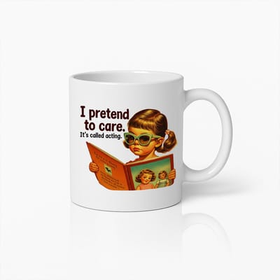 Sarcastische Vintage Mok – “Ik Doe Alsof Ik Het Boeit. Het Wordt Acteren Genoemd.” – Grappig Cadeau voor Drama Fans en Realisten