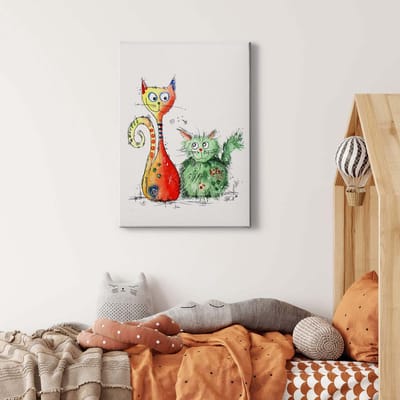 Canvas print DD123194 Best Friends A.S. Création 0,5 x 0,7 m Kleurrijk Kantoor Hal/Gang Keuken Slaapkamer Woonkamer