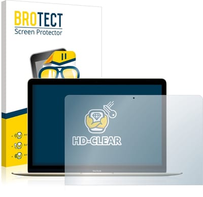 BROTECT - Screenprotector voor Apple MacBook Retina 12" (Begin 2016) - Folie Beschermfolie transparant 2 Stuks