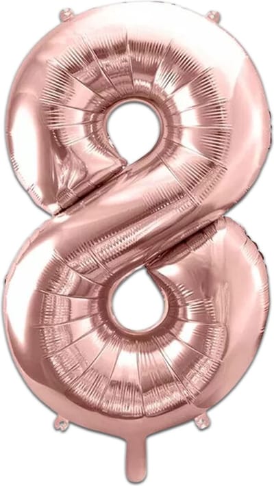 LUQ - Cijfer Ballonnen - Cijfer Ballon 8 Jaar Rose Goud XL Groot - Helium Verjaardag Versiering Feestversiering Folieballon