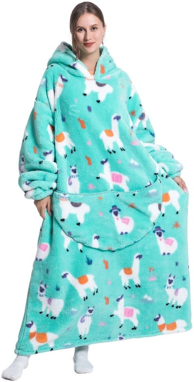 Dailygoods - Extra lange oversized deken hoodie - Draagbare deken met capuchon - Zachte fleece voor volwassenen - Perfect voor thuis - Ideaal voor tv...