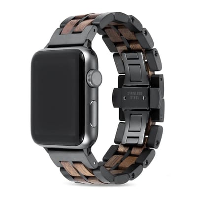 Apple Watch-bandje - walnotenhout en staal 38-41 mm