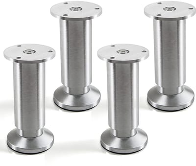 4 stuks SOTECH meubelpoot Alpha, aluminium geborsteld, belastbaar tot 250 kg, hoogte: 120 mm, verstelbaar