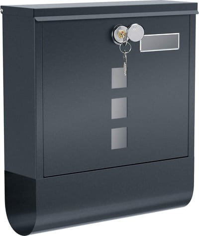 Brievenbus - Wandbrievenbus - Slot - Deksel - Krantenvak - Naambordhouder - Afsluitbaar - Antraciet - 30,5 x 9,5 x 33,3 cm