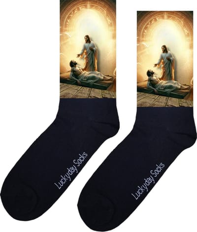 Jezus - Verjaardag cadeau - Grappige sokken - Geloof - God - Volgers - Leuke sokken voor heren en dames - Moederdag - Vaderdag - Cadeau voor hem en haar - Kerstcadeau - Zieken - Vrolijke sokken - Valentijns cadeau - Socks maken je - 37-44