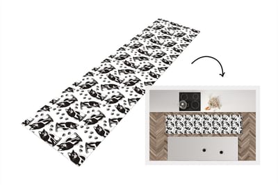 Keukenloper - Loper keuken - Patronen - Kat - Zwart - Wit - 200x50 cm - Keukenloper vinyl