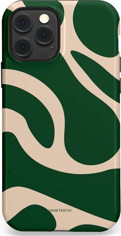 Casetastic hoesje geschikt voor Apple iPhone 12 / Apple iPhone 12 Pro - MagSafe - Dubbellaagse bescherming - Groen Bos en Zand Duinen - Fashion Case - Donkergroen Zand