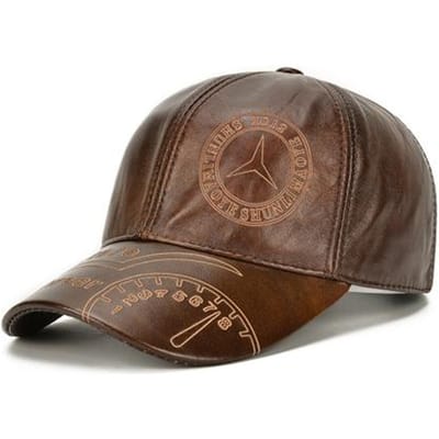Casquette de Baseball en Cuir de Vachette Véritable Mode Homme Casquette Décontractée en Cuir Véritable Casquettes en Cuir de Vachette Véritable avec Protection Oreilles Automne Hiver Adjustable55-60cm brown