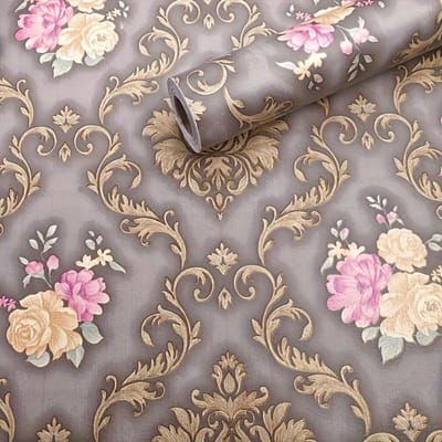 1 stuk Zelfklevend Behang Koffie Basis Goud Bloem Contactpapier Pellen en Plakken Waterdicht en Verplaatsbaar Woonkamer Pellen en Plakken Behang 45*1000cm/17.7*393.7in