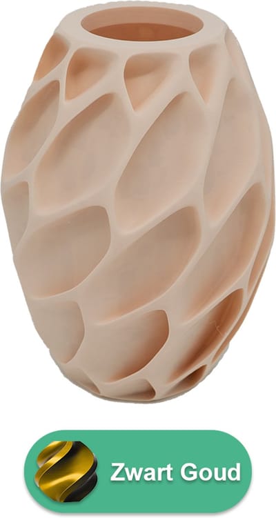 Oruna organische vaas – Decoratieve vaas - Zwart / Goud - 3d geprinte vaas – geschikt voor droogbloemen - 20CM