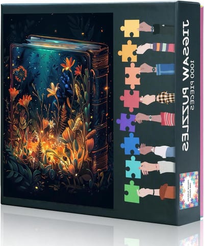 Fantasy Book Puzzels voor volwassenen, puzzel 1000 stukjes voor volwassenen, 70 x 50 cm, bloeiende plant, kunst, difficult en uitdaging, puzzelspel voor woonkamer, wanddecoratie