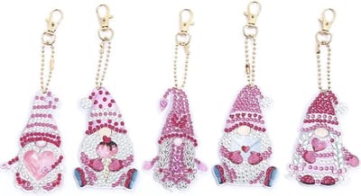 Diamond Painting Sleutelhanger - Dubbelzijdig - Volwassenen - Hobby - Roze - Kabouter - Dwerg - Kinderen - volledig pakket - Kinderfeestje - Hanger - Dubbelzijdig