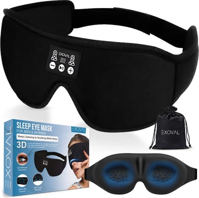 Exoval Slaapmasker Pro met Bluetooth Speakers - 100% Verduisterend Oogmasker - Zwart