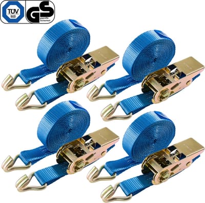AREBOS 4 x Spanband - Spanbanden - Spanbanden met Ratel - 6 m x 25 mm