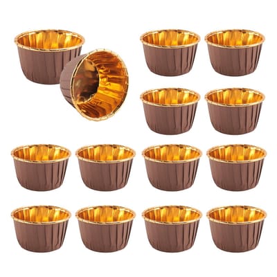 50 gouden en bruine aluminium cupcakevormpjes