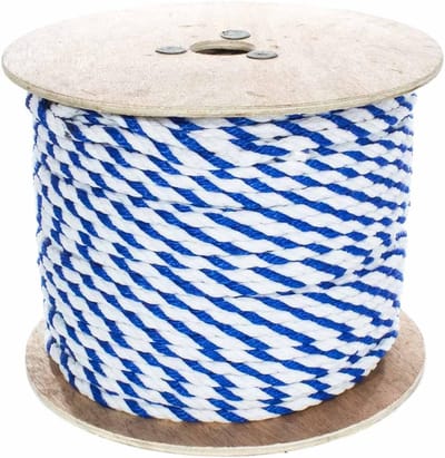 Gedraaid Polypropyleen Zwembadtouw - 3-Strengs Utility Touw voor Veiligheidslijn en Markering - Blauw en Wit