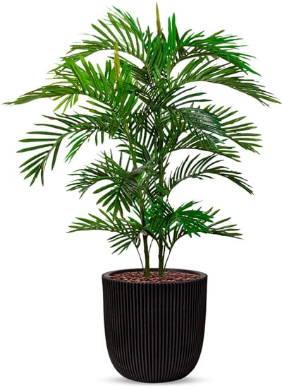 Kunstplant Arecapalm in Planter Ball groove zwart H135 cm