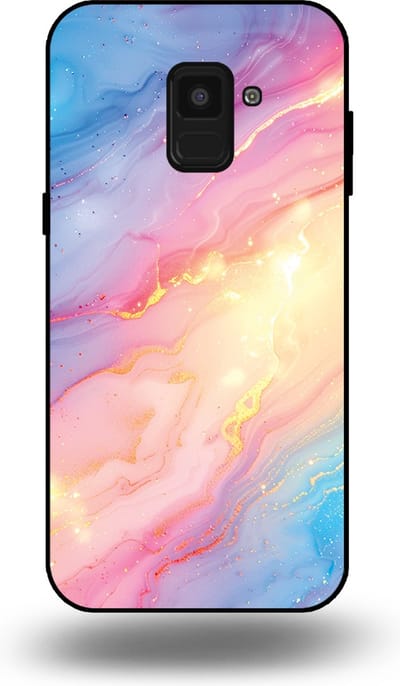 Smartphonica Telefoonhoesje Geschikt voor Samsung Galaxy A8 2018 met Regenboog Glitter Marmer Opdruk - TPU Backcover Case Rainbow Glitter Marble Design geschikt voor Samsung Galaxy A8 2018