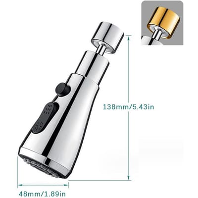Extension de robinet de cuisine universelle rotative à 360 °, aérateur, filtre anti-éclaboussures en plastique, buse de barboteur pour robinet de lavabo de cuisine white