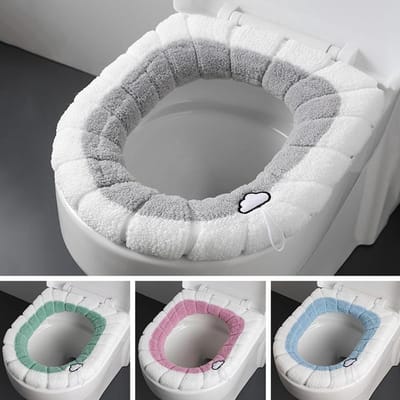 Toilet Seat Covers - Toiletmatten - Badkamer Comfort - Zacht Warm Fluwelen - 4 Stuks 30cm - Grijs Wit Roze