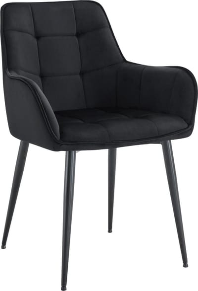 CLP Ferndale eetkamerstoel, fauteuil met beklede fluwelen hoes zwart