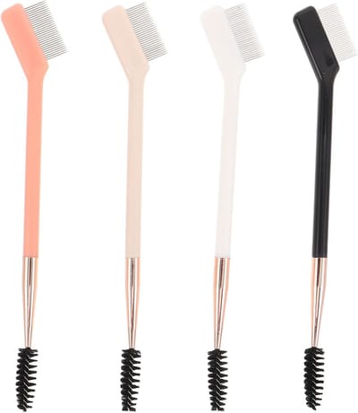 Wenkbrauwborstel en Kam Set - Make-up Tool - Oogmake-up Stylen - Dubbele Functionaliteit - 16 cm - Diverse Kleuren