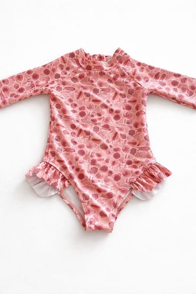 Il Bambini - Supercute badpak UV-Zwempak - UPF50+ met lange mouwen, rits en ruffels maat 80/86