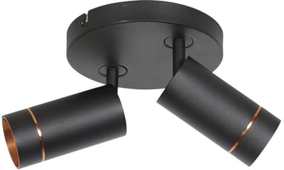 Zwarte Downlume 4858ZW 2-lichts GU10 plafondspot van Steinhauer, metaal, draaibaar en kantelbaar, diameter 25 cm, hoogte 20 cm, modern design voor binnengebruik