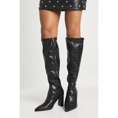 boohoo Dames Wide Fit Stiletto Hak Enkellaarzen | Black | Maat: 4