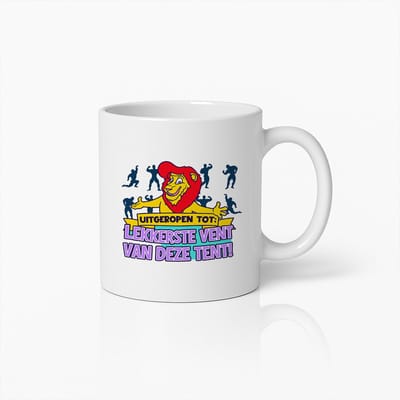 Koffiemok 330ml – Grappige Leeuw Design | “Lekkerste Vent van Deze Tent” | Humoristisch Cadeau voor Mannen