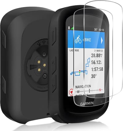 Zachte Shockproof Bescherming voor Garmin Edge 540/840 - Inclusief 2 Gehard Glas Screen Protectors en Silicone Hoes - Zwart