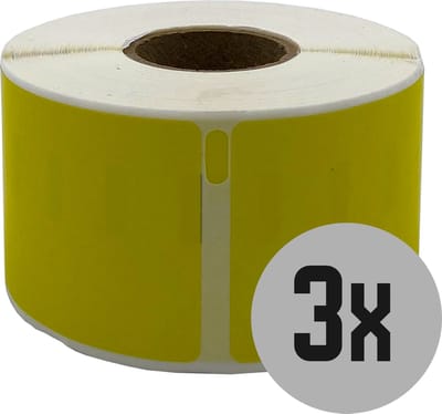 DULA Dymo kompatible Etiketten, S0722400 99012, 36 x 89 mm, Gelb, Permanent, 3 Rollen, 260 Etiketten pro Rolle