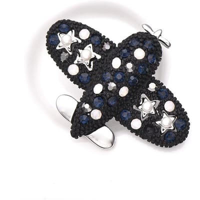 Schattige Cartoon Vliegtuig Broches Voor Trui Corsage Jas Speld Kristallen Badge Broche Accessoires white
